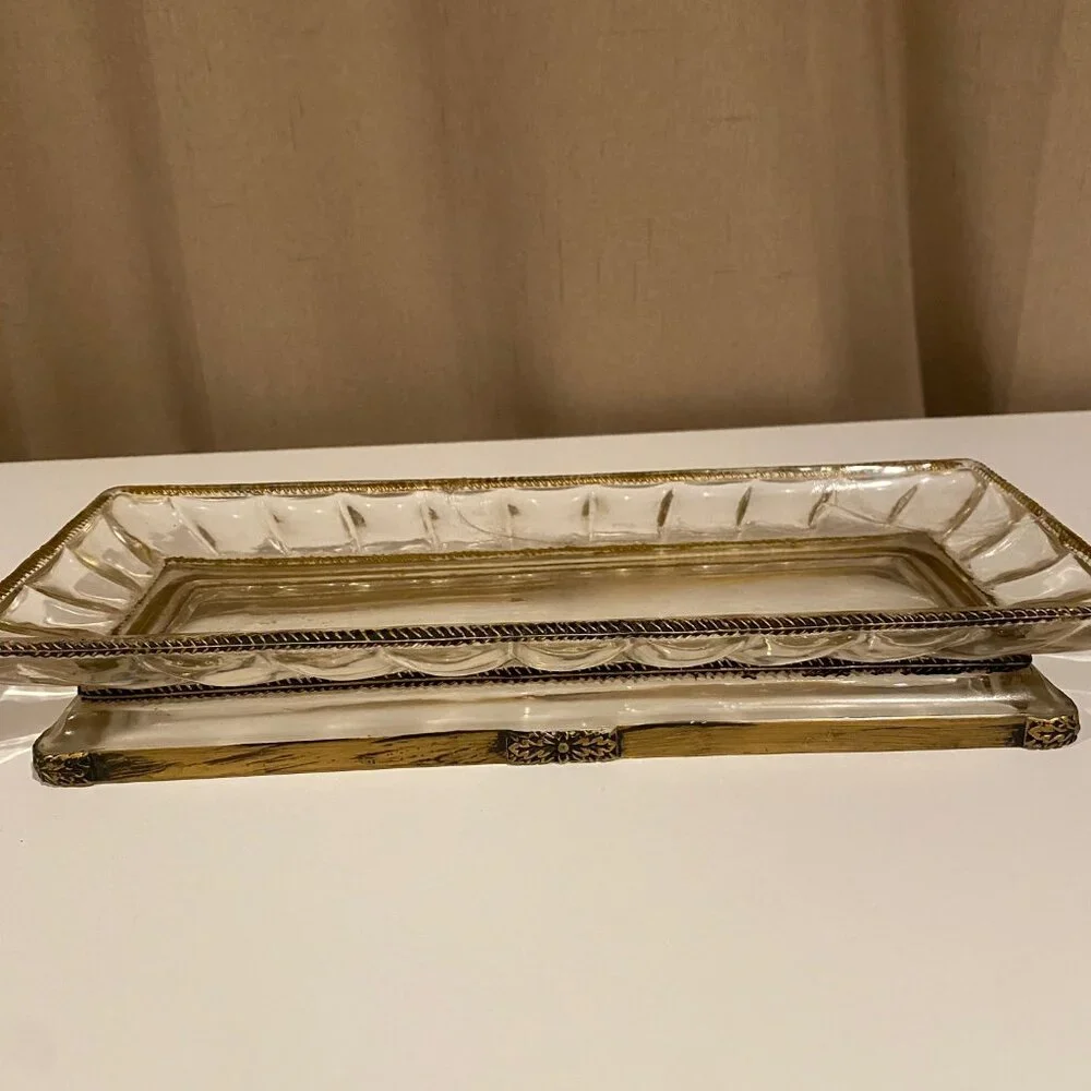 Vintage Lucite‎ Hollywood Regency Art Deco Tray 11x4.5 Repaired MCM